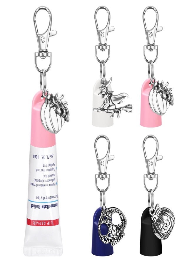 Rolitwils Halloween Edition 4 Pcs Keychain Holder for Aquaphor Lip Repair - Polypropylene Cap Accessory - Fit Lip Balm Keychain with Halloween Charms - Image 1